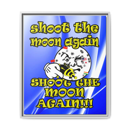 shoot the moon again - framed canvas art (blue-white wave)