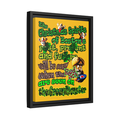 christmas spirits of boston - framed canvas art (yellow)