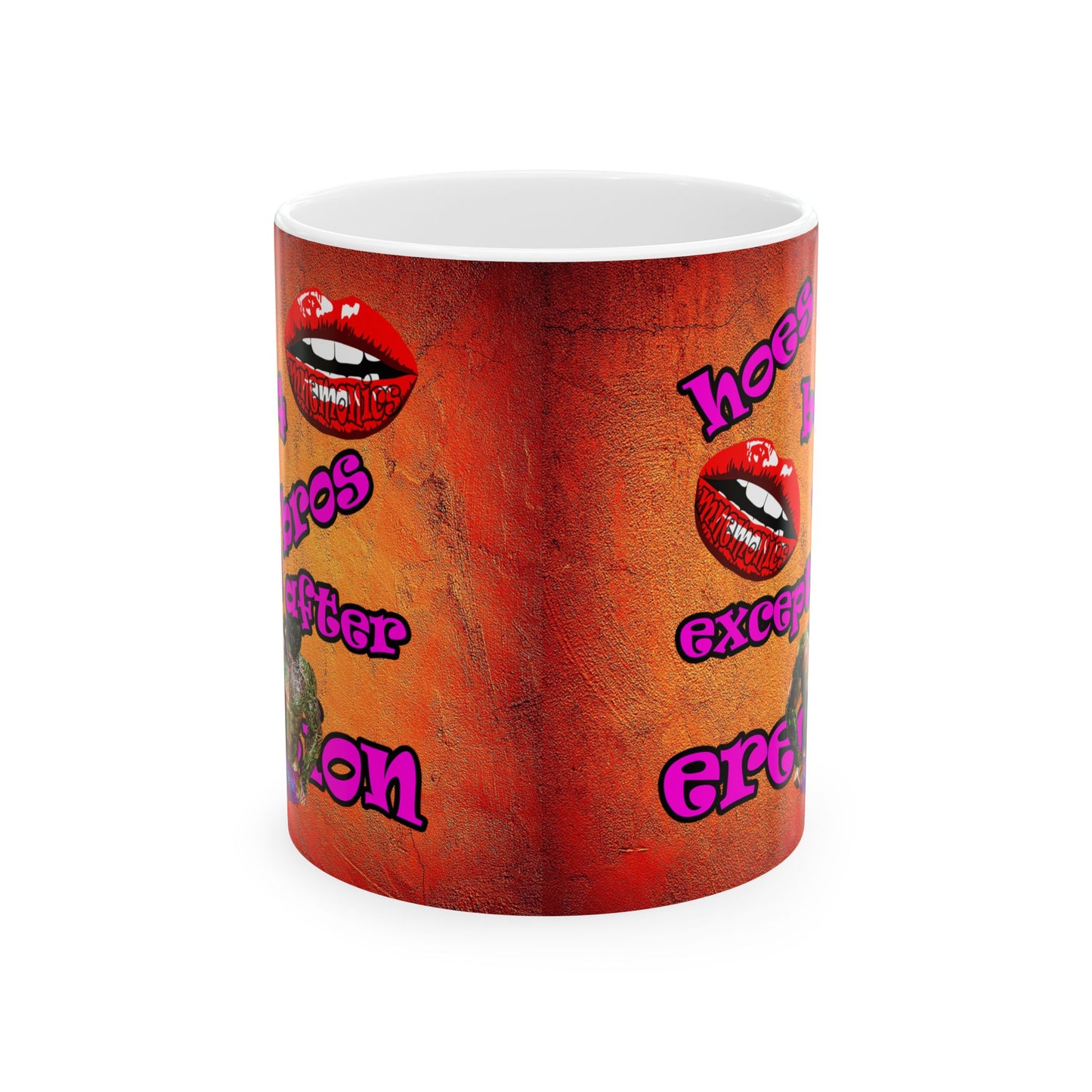 hoes b4 bros - White Mug (burnt orange)