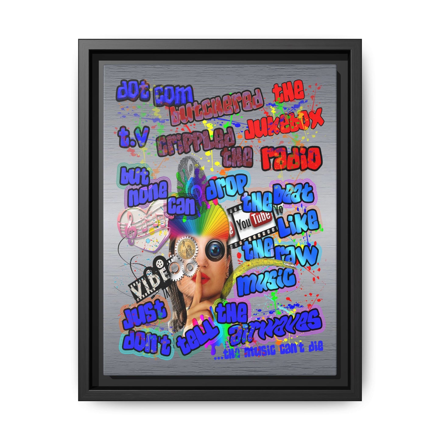 drop the beat - framed canvas art (brushed nickel)