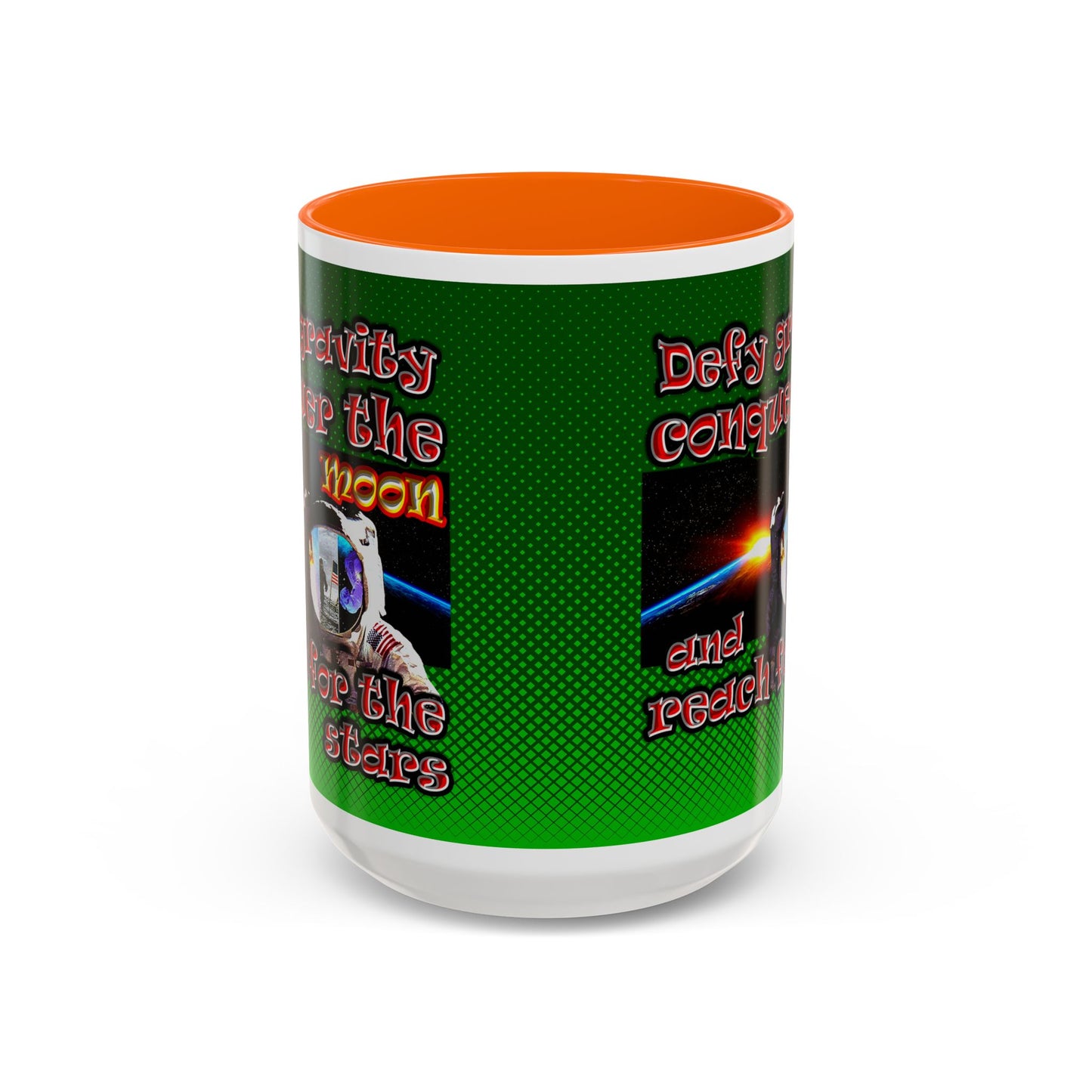 defy conquer reach - Accent Mug (logo green)