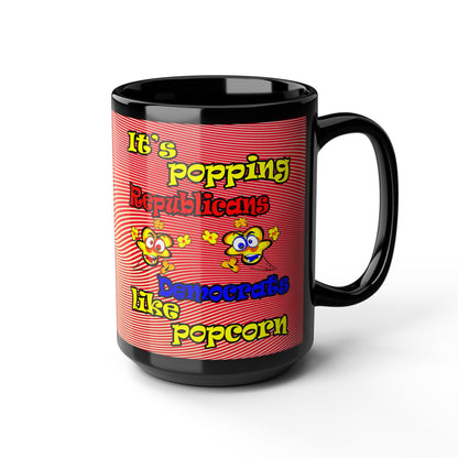 popping like popcorn - Black Mug (yellow-orange wave)