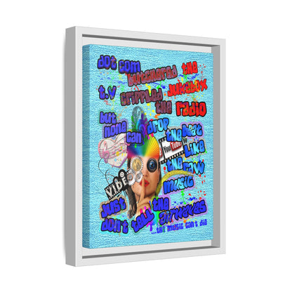 drop the beat - framed canvas art (faded blue)