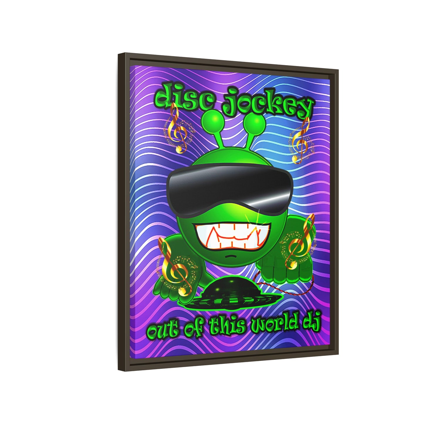 disc jockey - framed canvas art (purple wave)