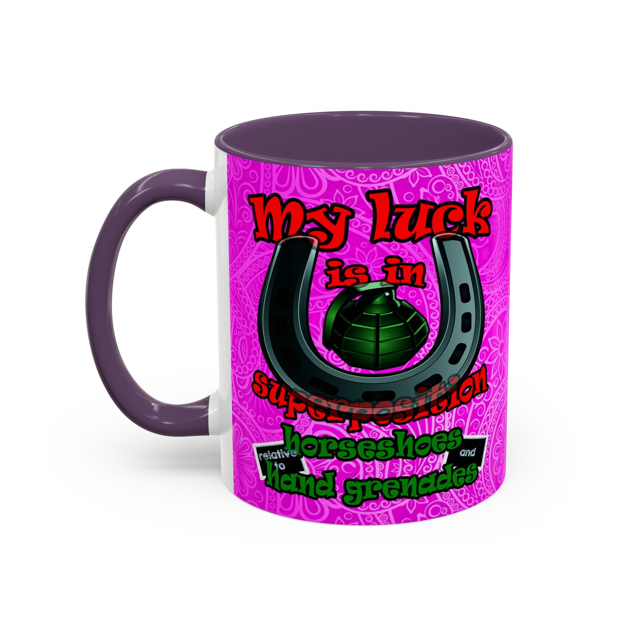 my luck - Accent Mug (pink swirl)