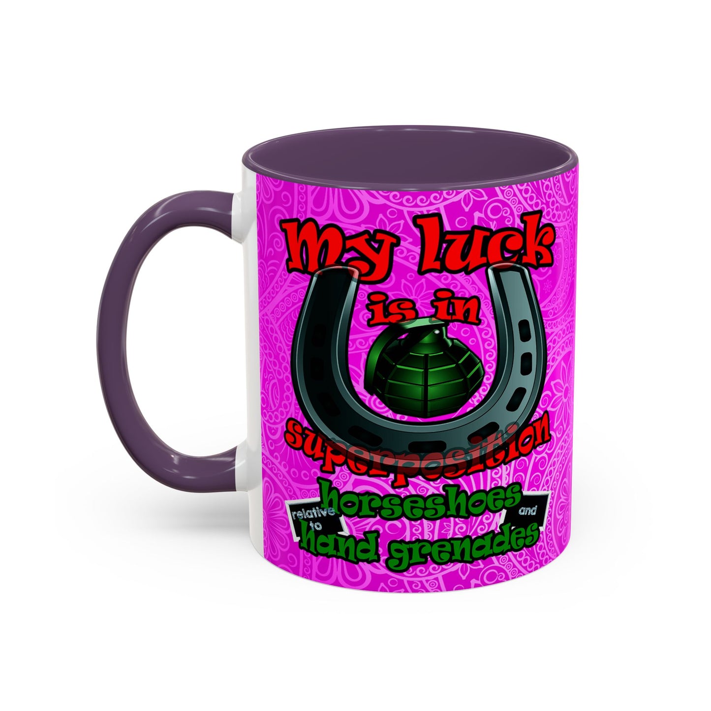 my luck - Accent Mug (pink swirl)