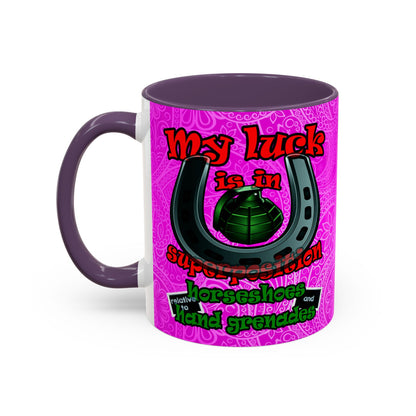 my luck - Accent Mug (pink swirl)