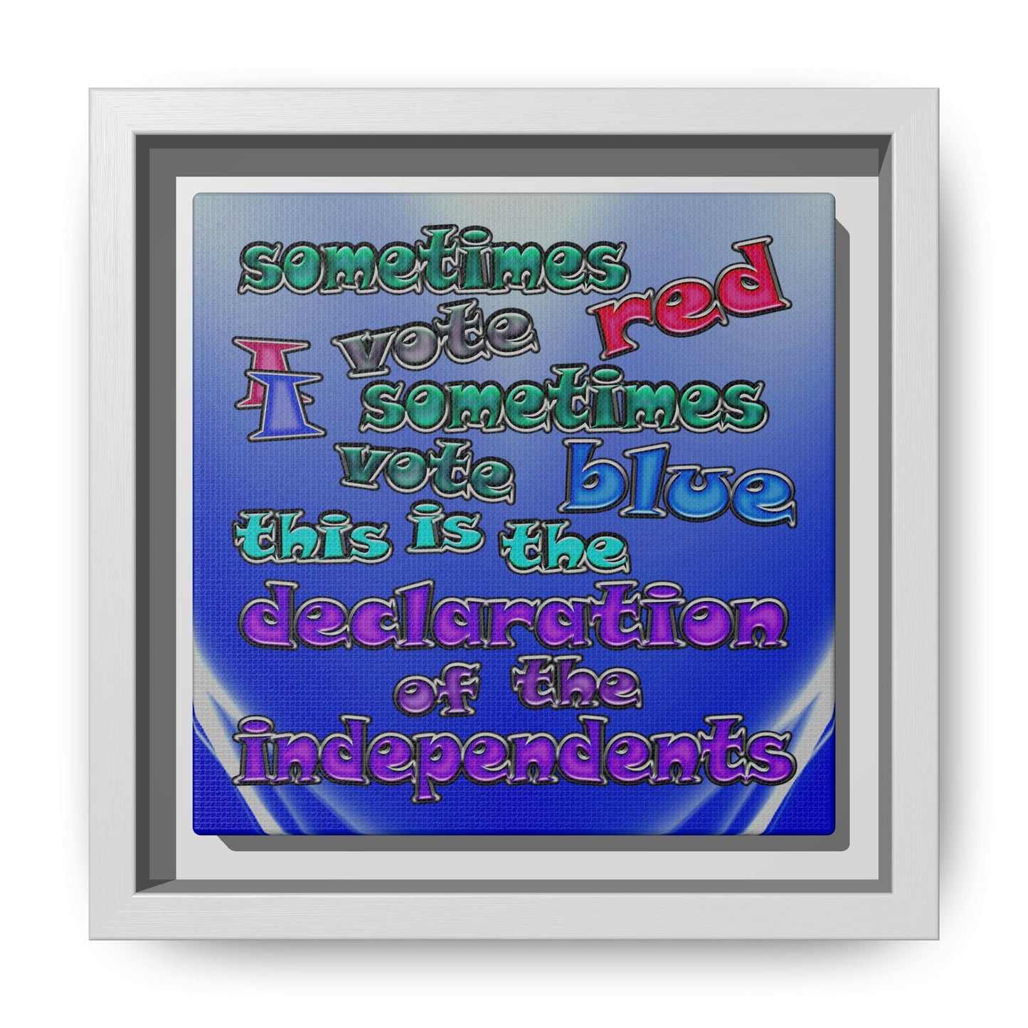 declaration of the independents - framed canvas art (blue-white wave)