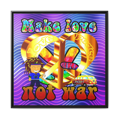 love peace - framed canvas art (purple wave)