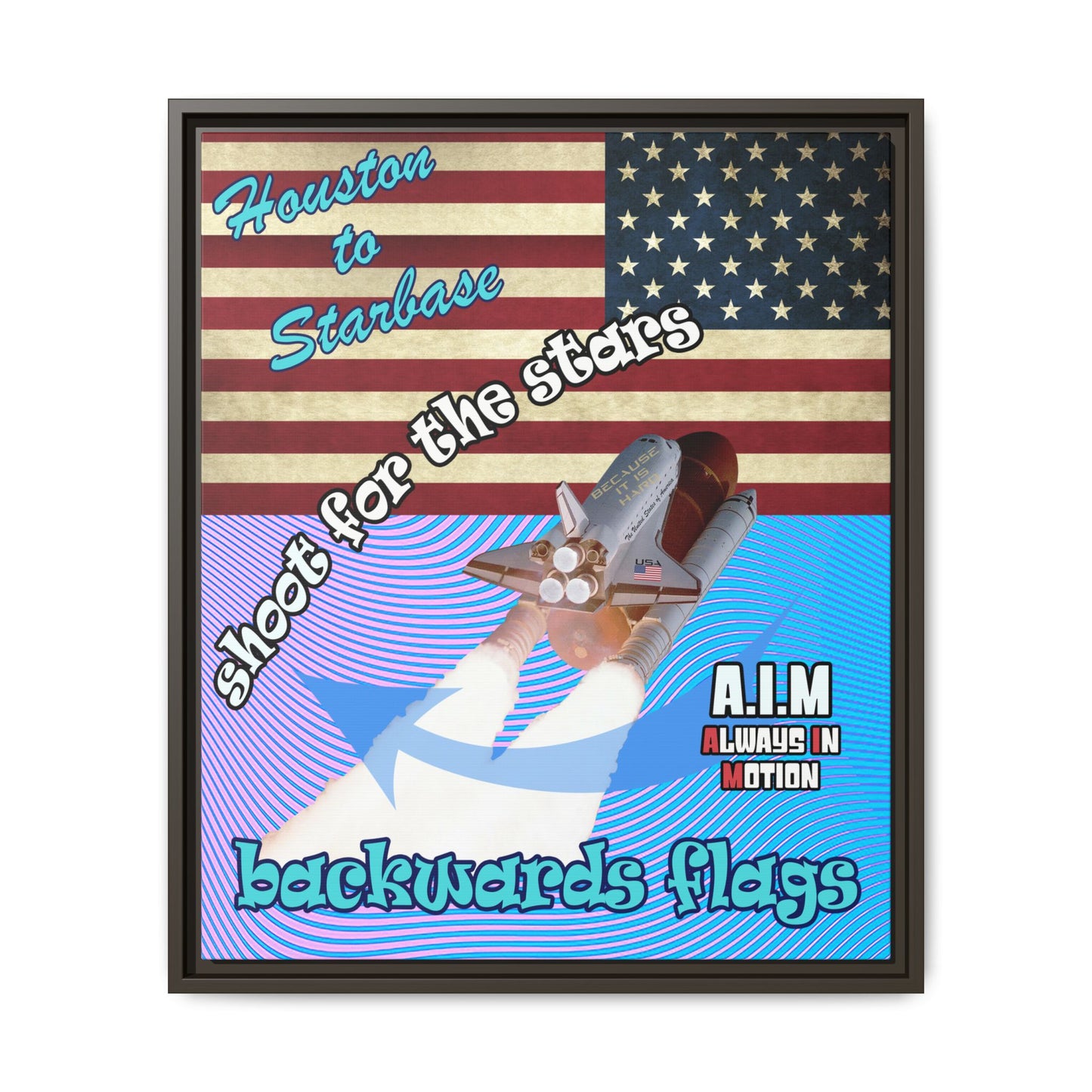 shoot for the stars - framed canvas art (light blue-purple wave)