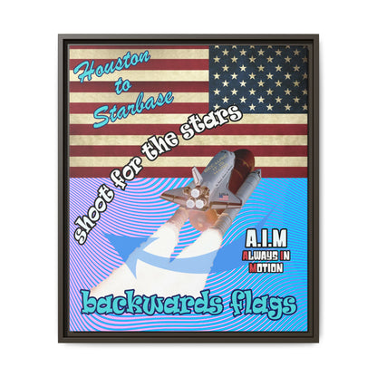 shoot for the stars - framed canvas art (light blue-purple wave)