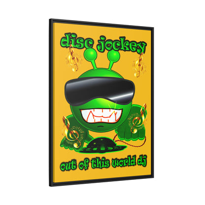 disc jockey - framed canvas art (yellow)