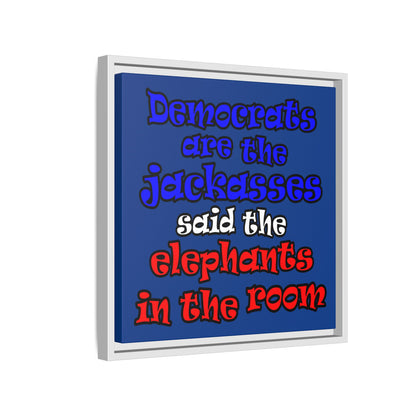 donkeys and elephants - framed canvas art (dark blue)