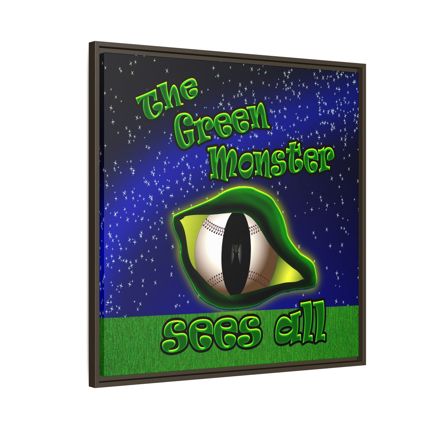 green monster - framed canvas art ('snoops' background)