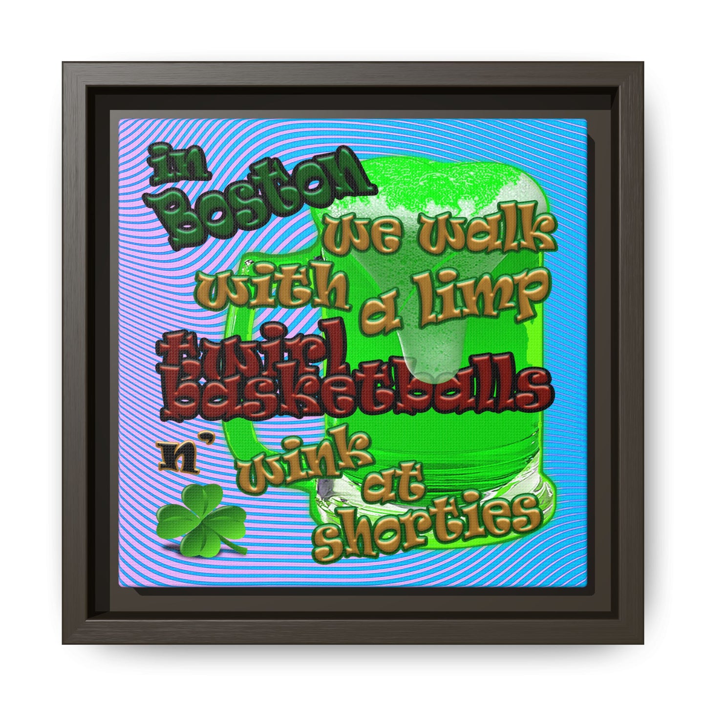 celtics logo - framed canvas art (light blue-purple wave)