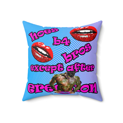 hoes b4 bros - Spun Polyester Square Pillow - (light blue-purple wave)