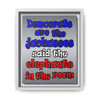 donkeys and elephants - framed canvas art (brushed nickel)