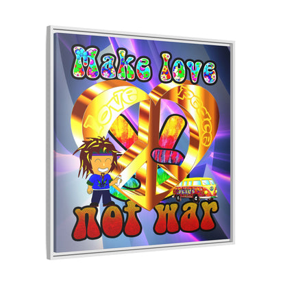 love peace - framed canvas art (grey-pink wave)