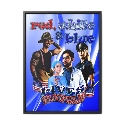 rw&b lives matter - framed canvas art (blue-white wave)