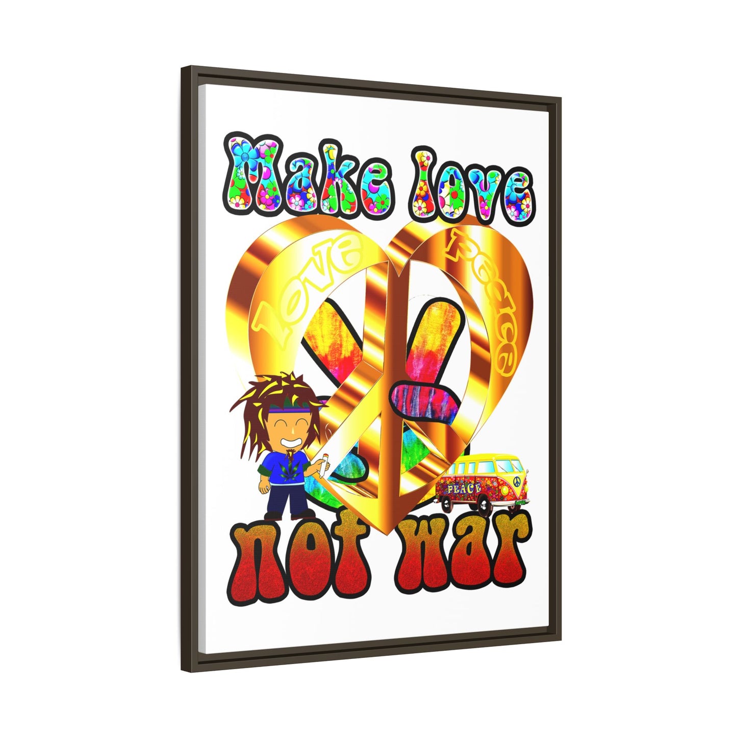 love peace - framed canvas art (white)