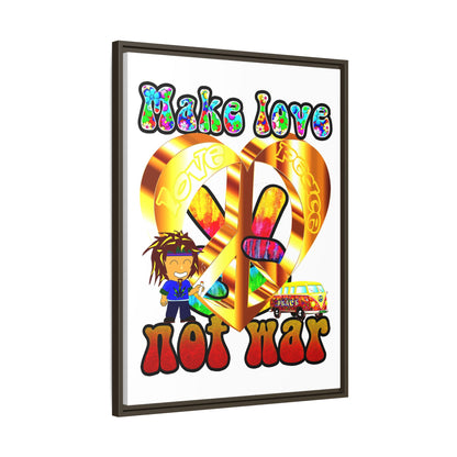love peace - framed canvas art (white)