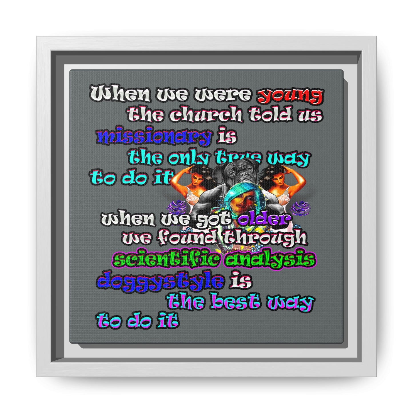 doggystyle - framed canvas art (dark grey)