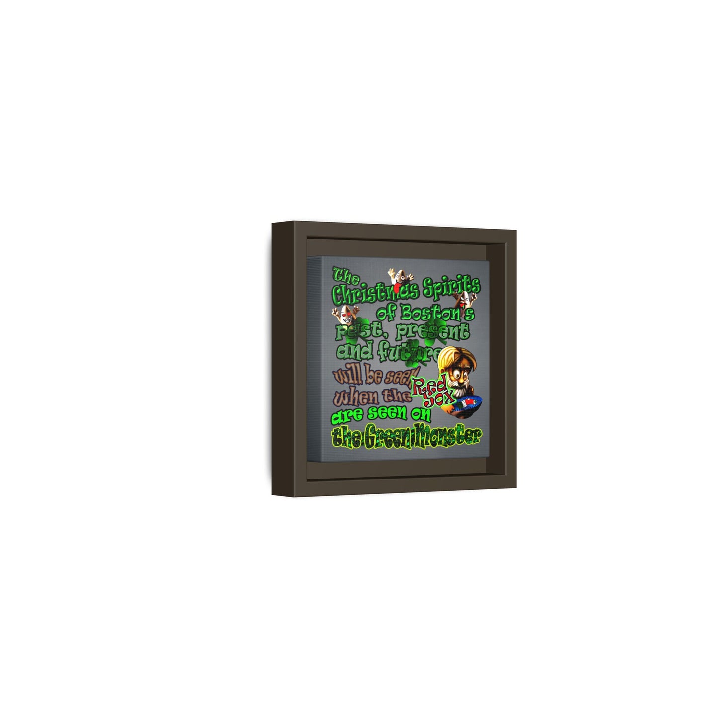 christmas spirits of boston - framed canvas art (grey-light grey)