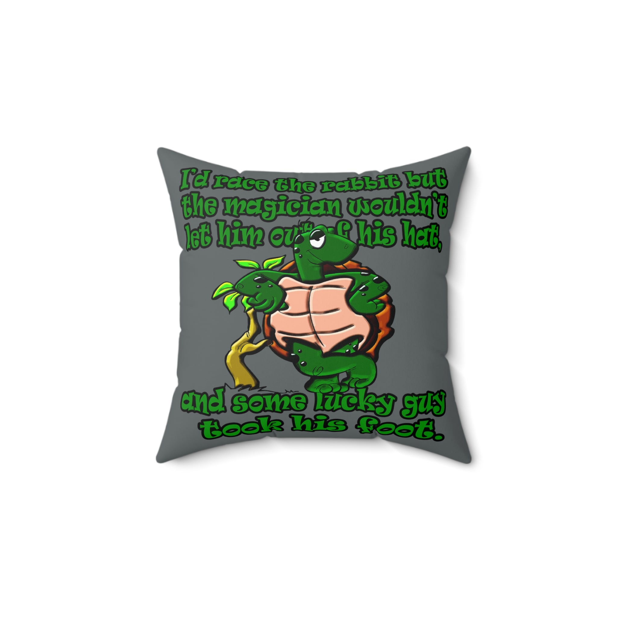 turtle race - Spun Polyester Square Pillow - (dark grey)