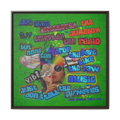 drop the beat - framed canvas art (green turf)