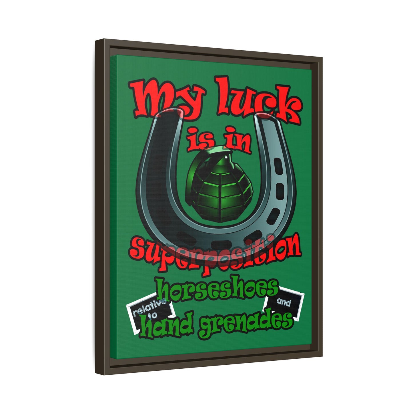my luck - framed canvas art (dark green)