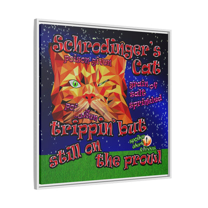 schrodinger's cat - framed canvas art ('snoops' background)