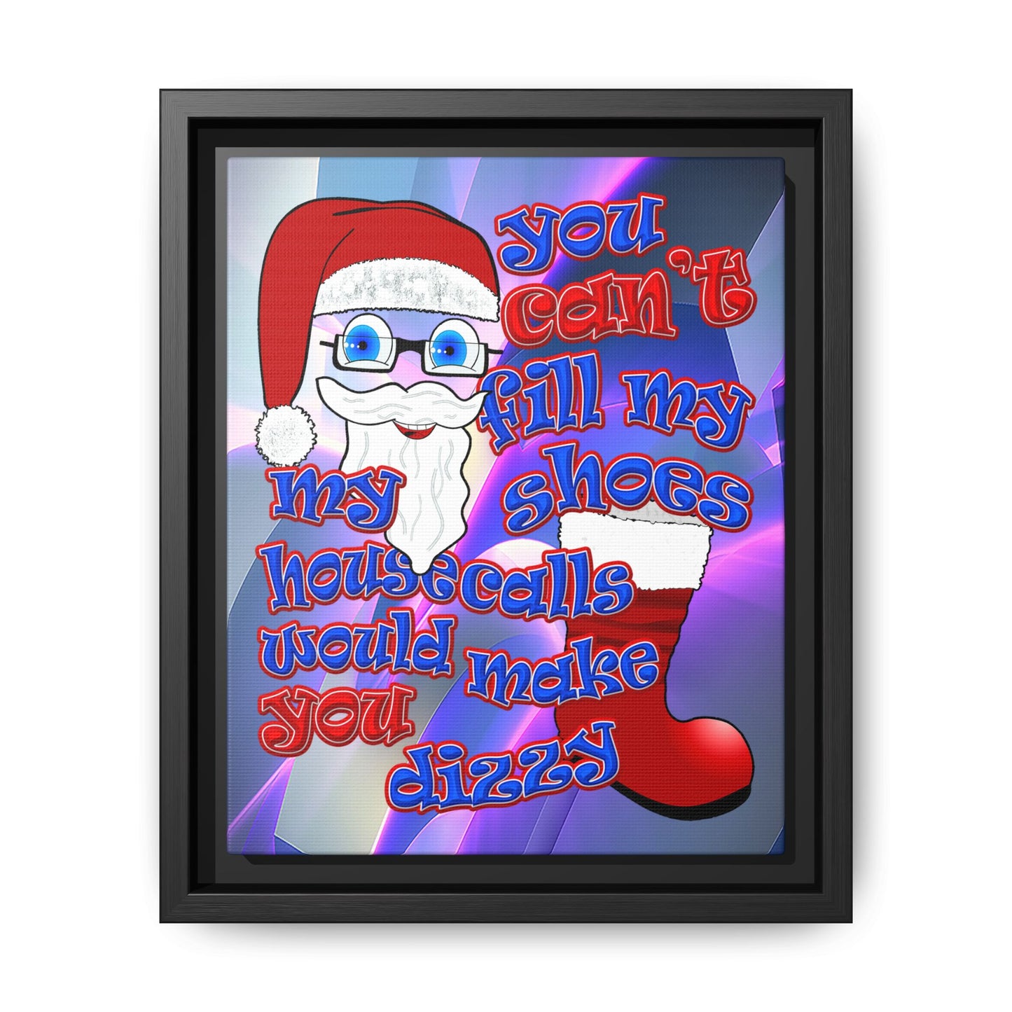 santa's shoes - framed canvas art (grey-pink wave)