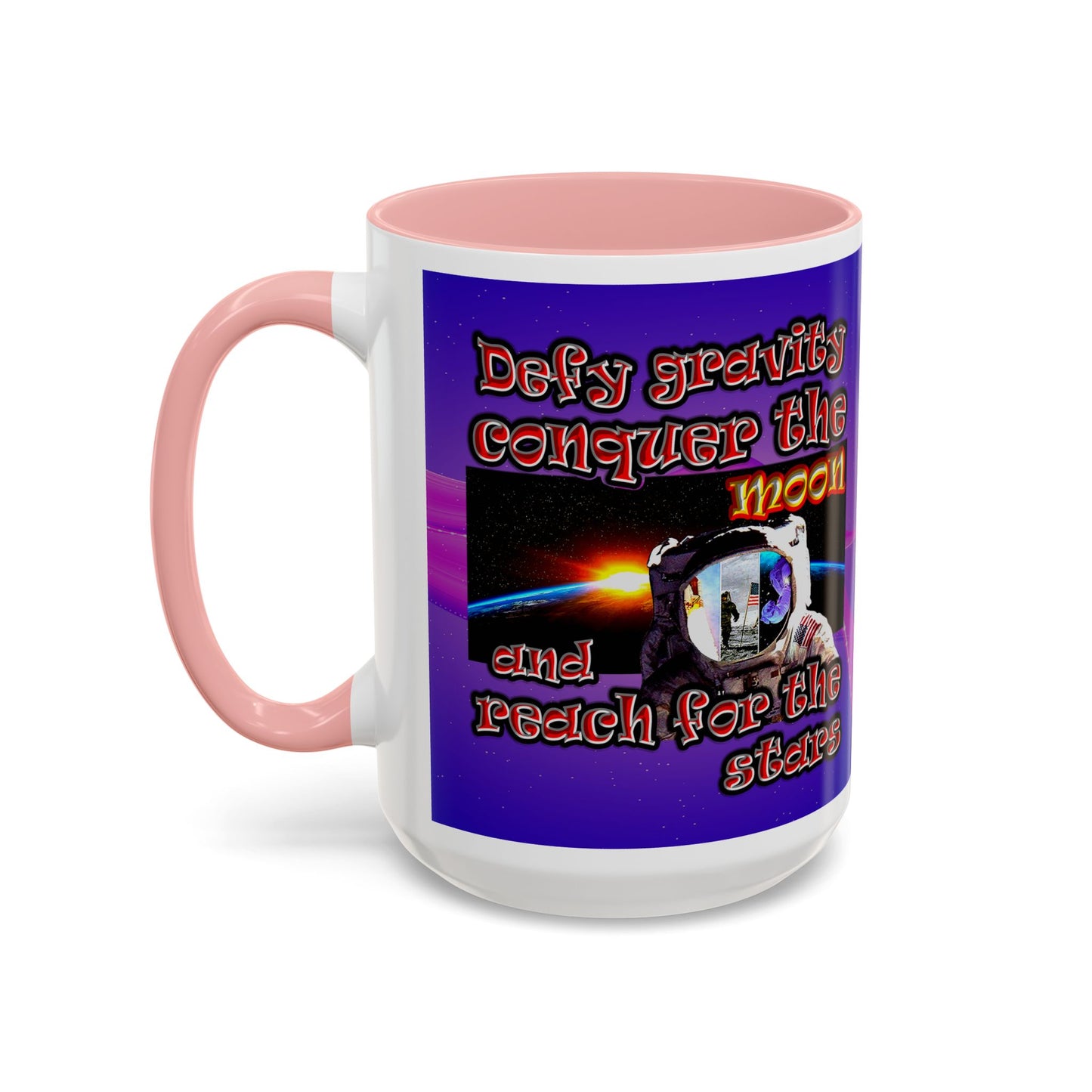 defy conquer reach - Accent Mug (purple-pink wave)