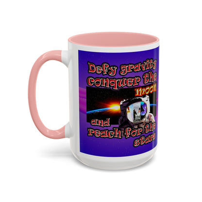 defy conquer reach - Accent Mug (purple-pink wave)