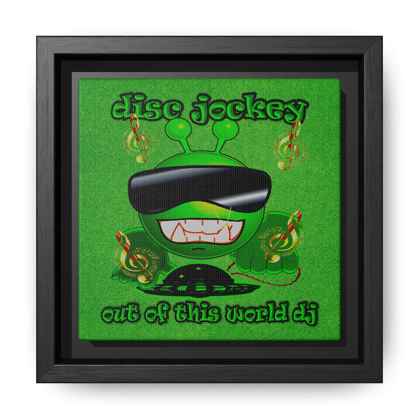 disc jockey - framed canvas art (green turf)