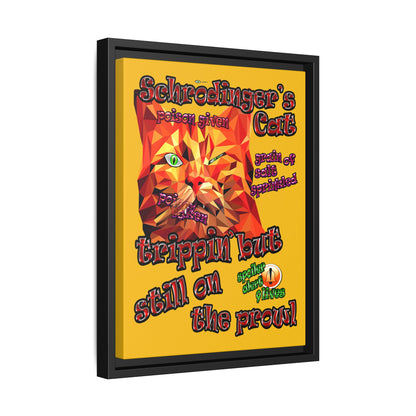 schrodinger's cat - framed canvas art (yellow)