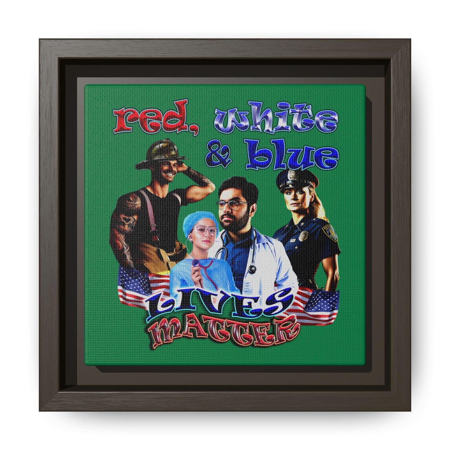 rw&b lives matter - framed canvas art (dark green)