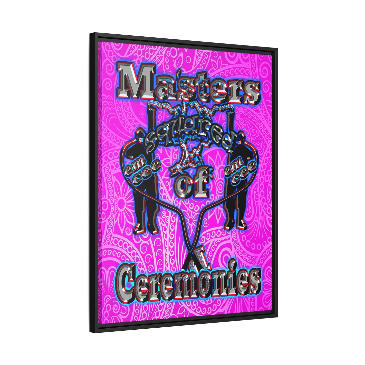 em cee squared - framed canvas art (pink swirl)