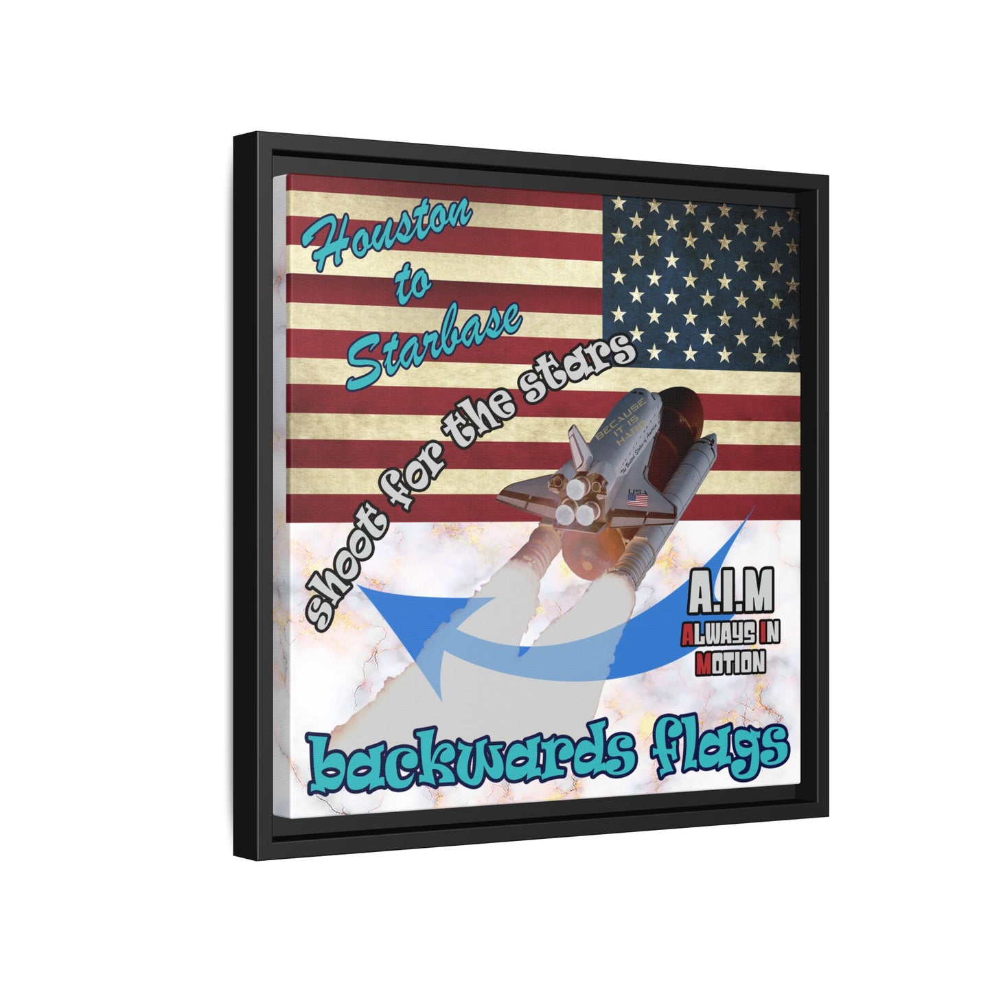 shoot for the stars - framed canvas art (white marble)