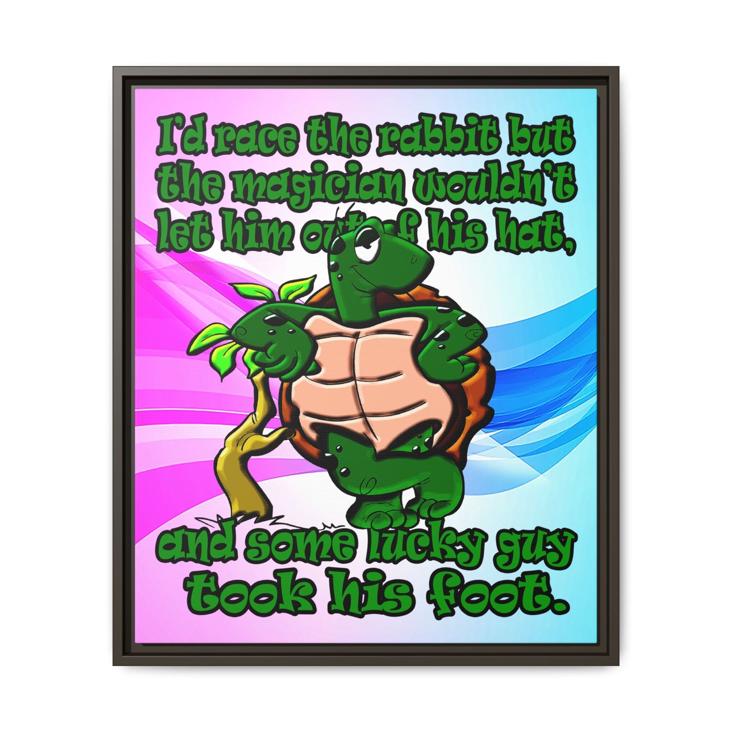turtle race - framed canvas art (light blue-pink wave)