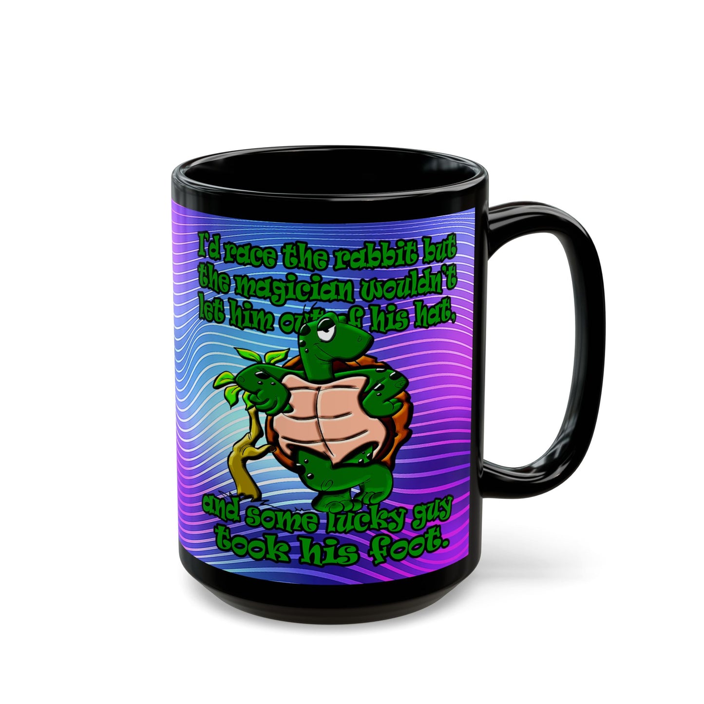 turtle race - Black Mug (purple wave)
