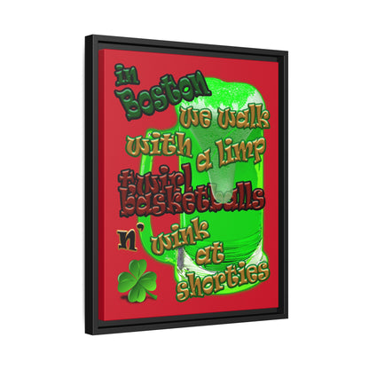 celtics logo - framed canvas art (dark red)