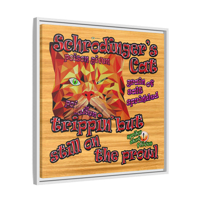 schrodinger's cat - framed canvas art (butterscotch wood finish)