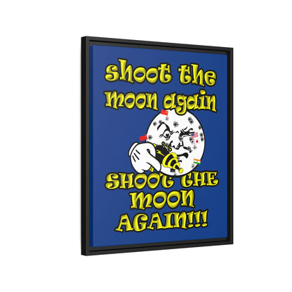 shoot the moon again - framed canvas art (dark blue)