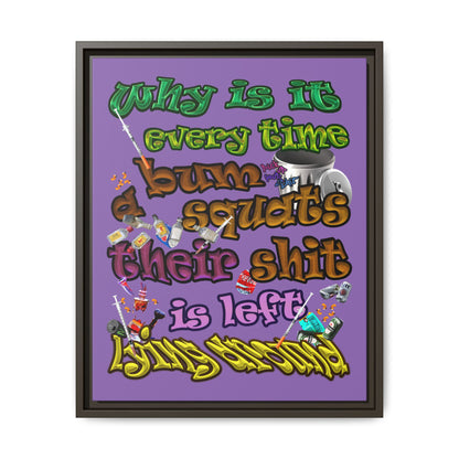 the bum's shit - framed canvas art (light purple)
