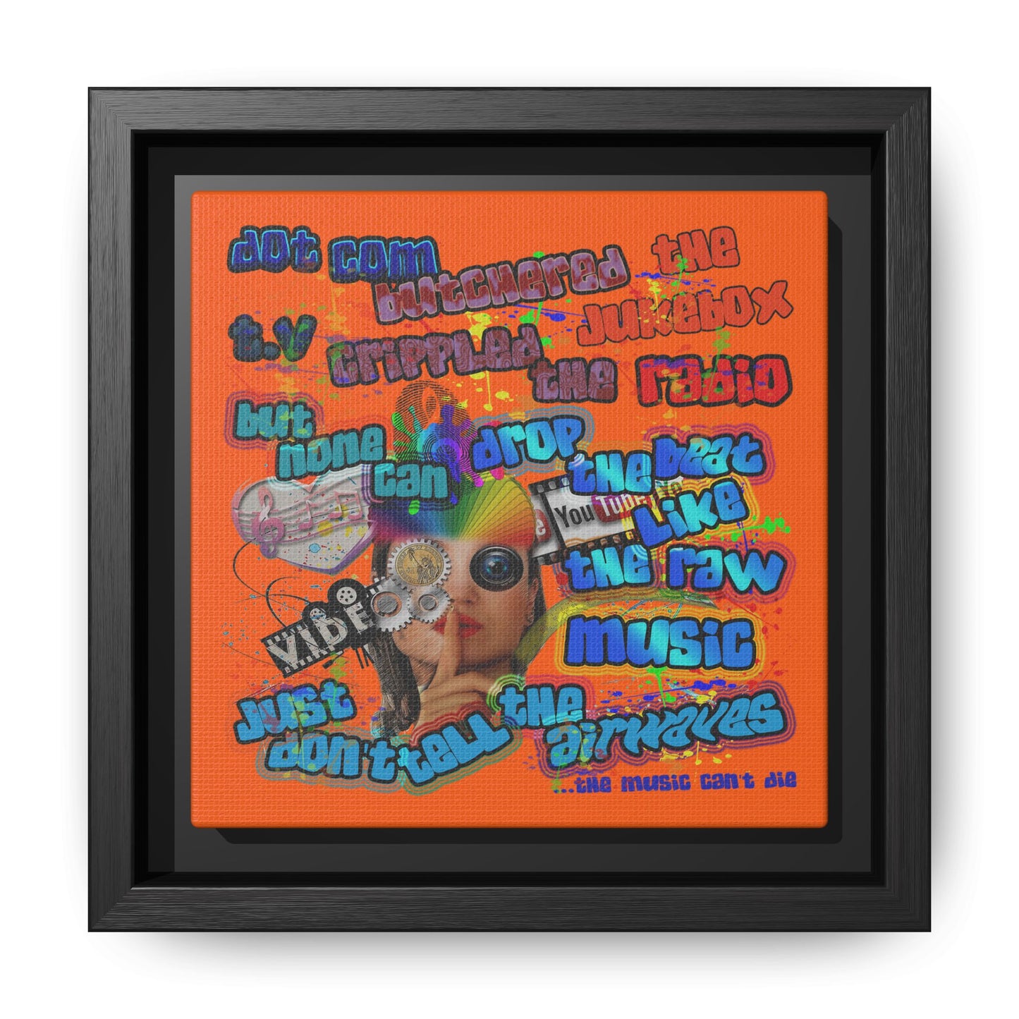 drop the beat - framed canvas art (orange)