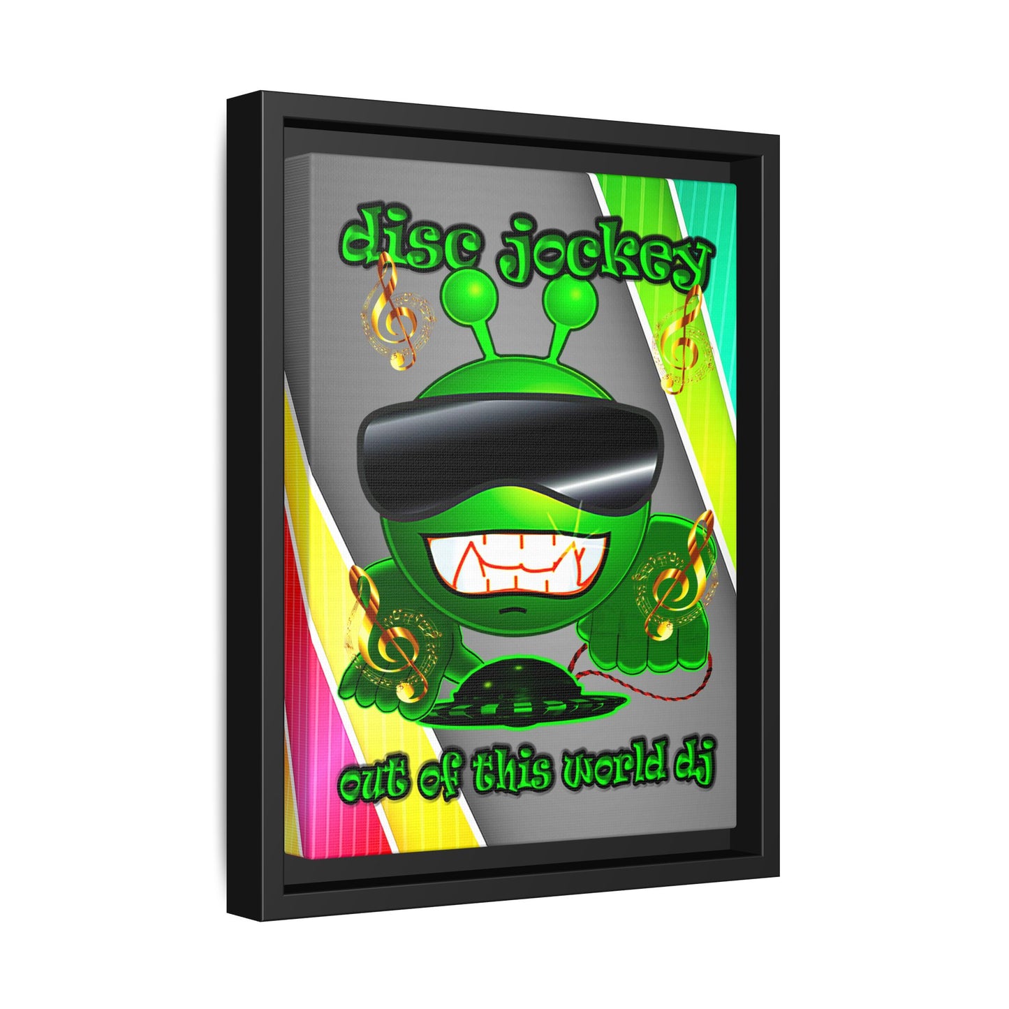 disc jockey - framed canvas art (rainbow split)