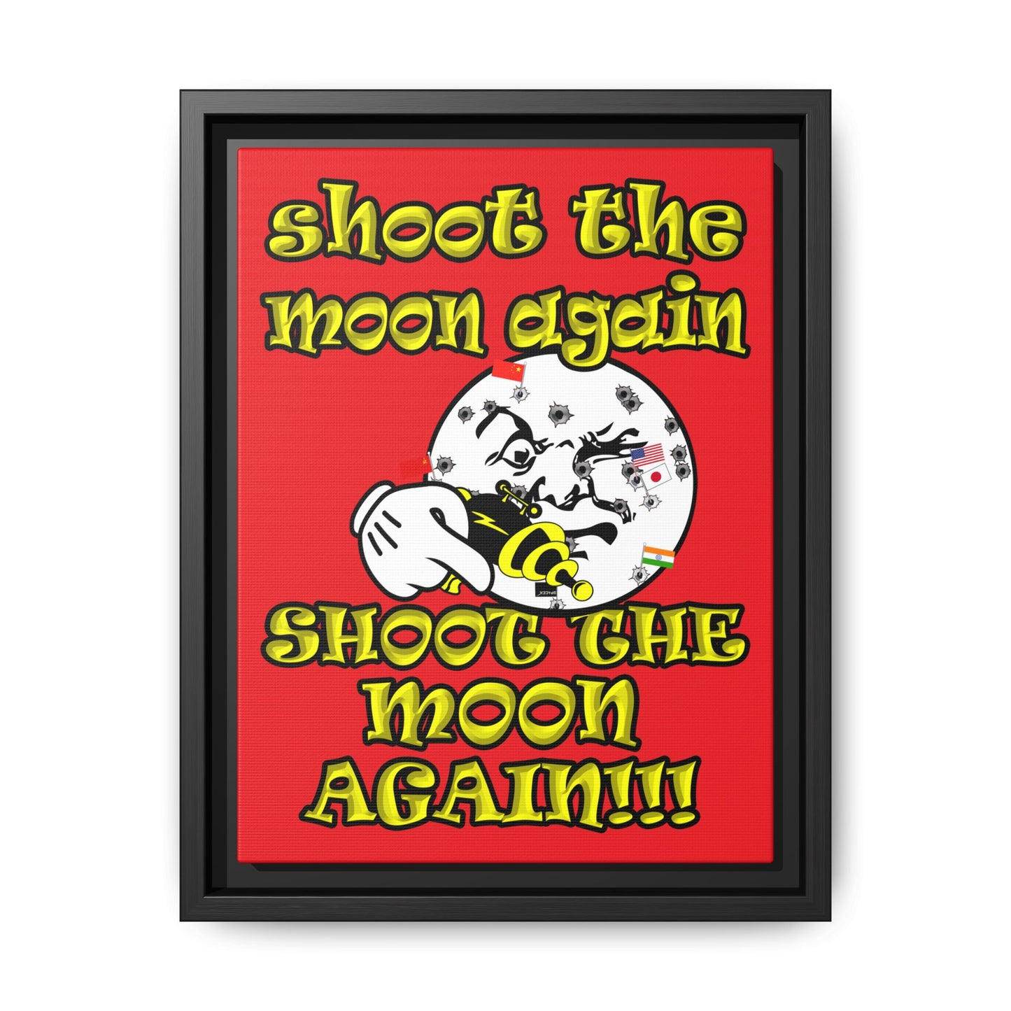 shoot the moon again - framed canvas art (red)