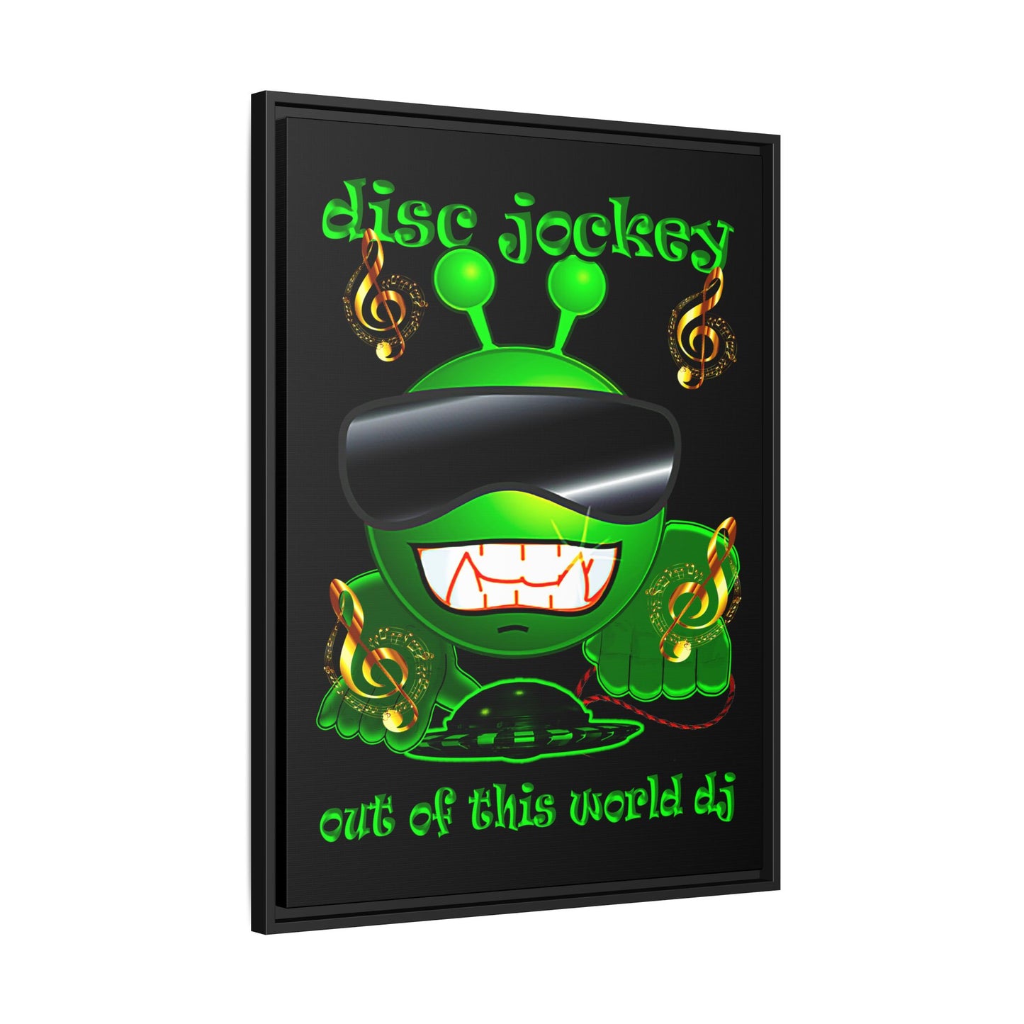 disc jockey - framed canvas art (black)