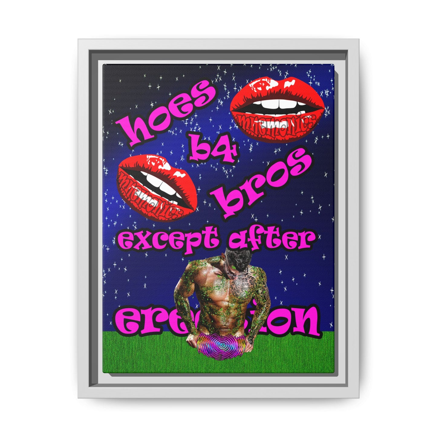 hoes b4 bros - framed canvas art ('snoops' background)